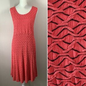 HABITAT Sleeveless A-line Midi Dress Stretchy Travel Resort Wear Comfy Coral M